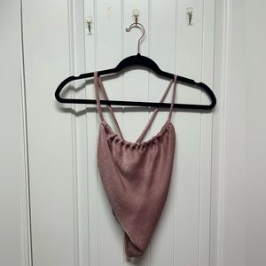 Pink Satin Triangular Cropped Top